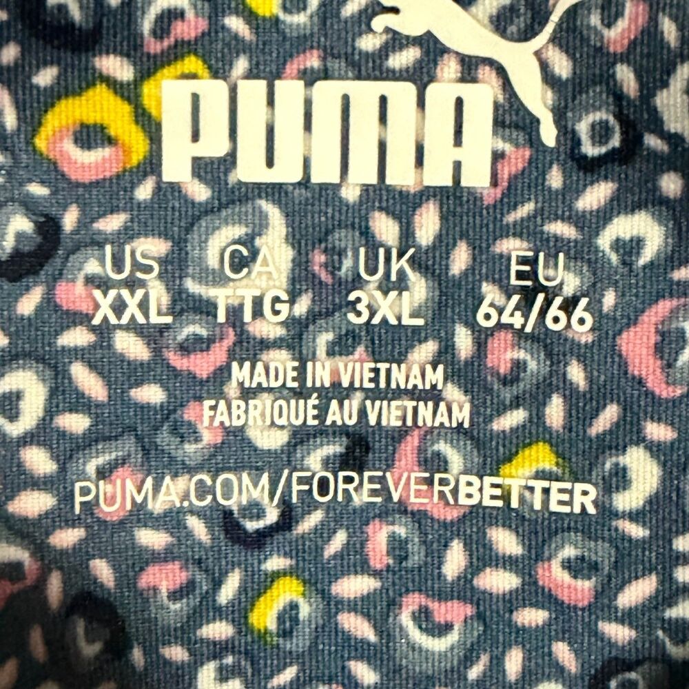 Puma Polo Shirt Mens 2XL Blue Floral Golf Performance Stretch Short Sleeve - Picture 6 of 7